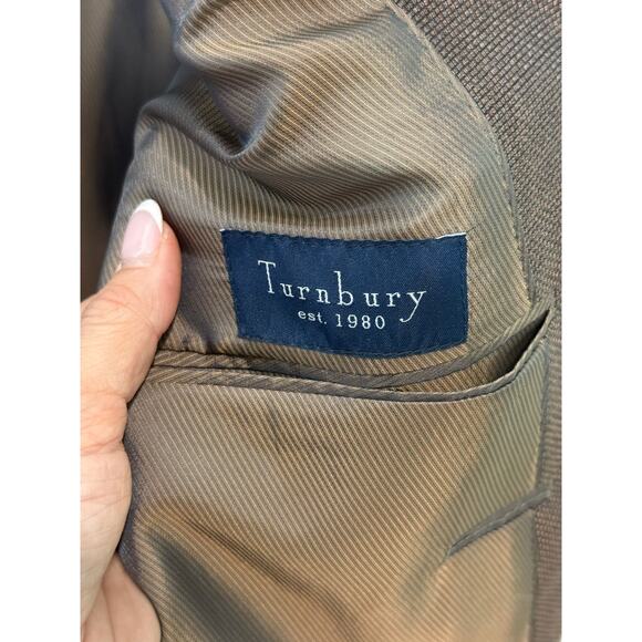 Turnbury Men’s Blazer 44L Brown Wool Silk Blend Sport Coat Two-Button Jacket - Picture 4 of 9